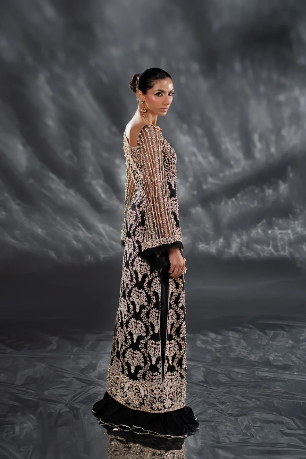 Back View of Black Dress Midnight Gilded Glam – Luxury Fit