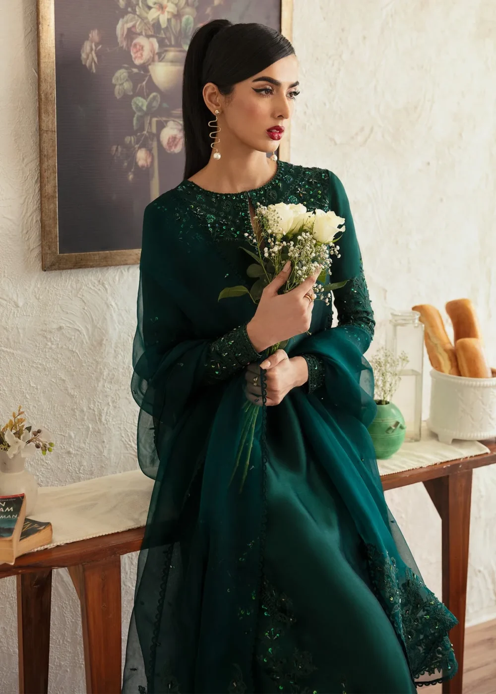 Bottle Green Silk Ensemble