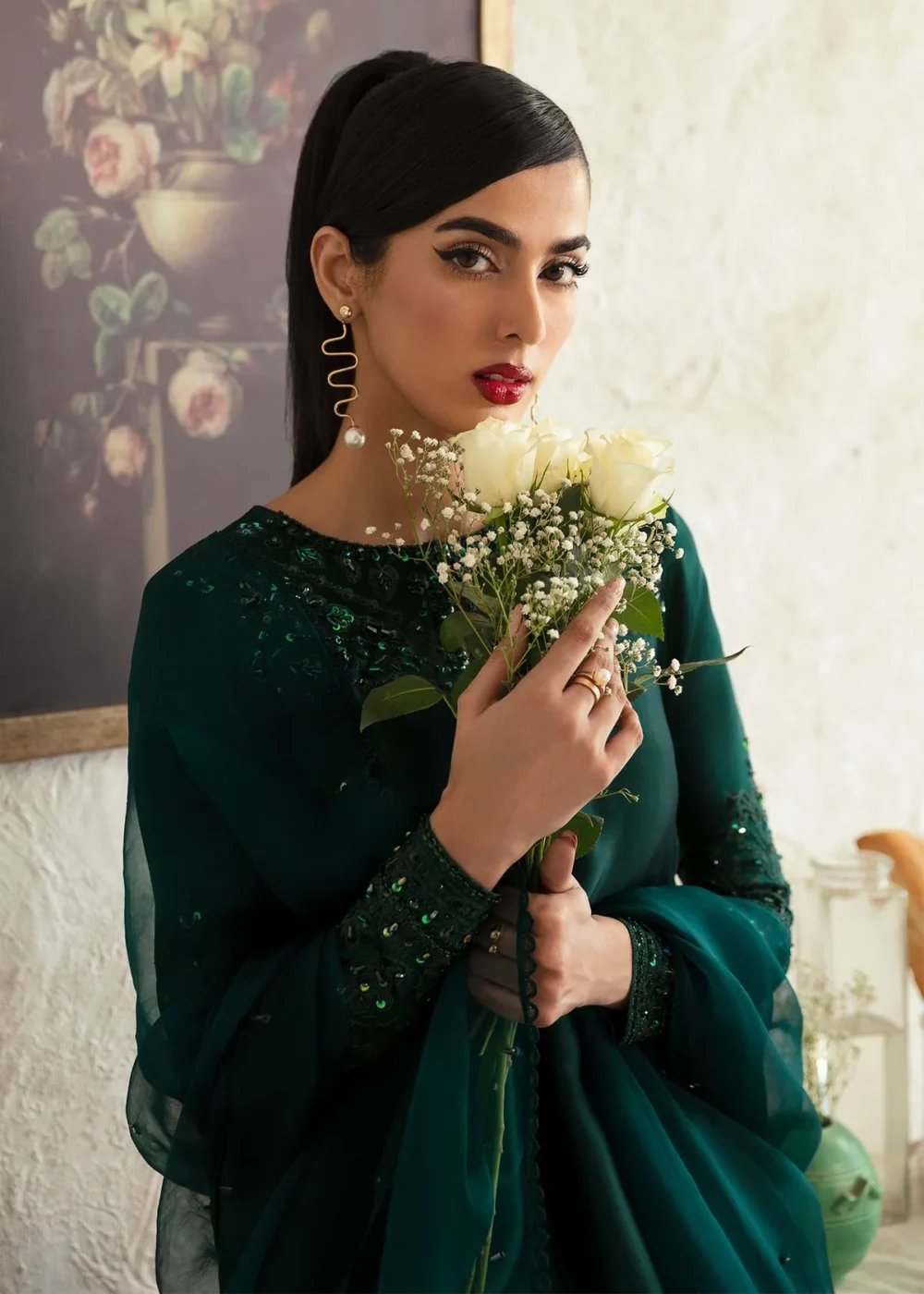 Bottle Green Silk Ensemble