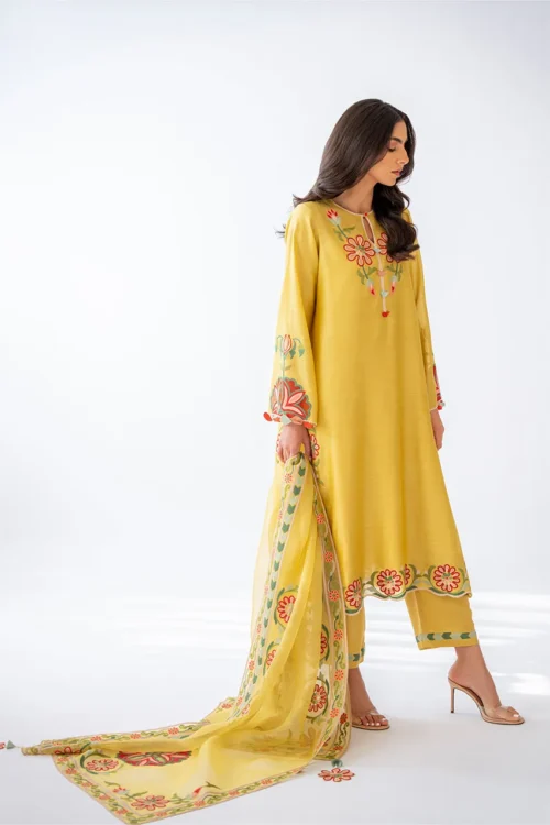 Turmeric Shirt Multicolored Aari Embroidery